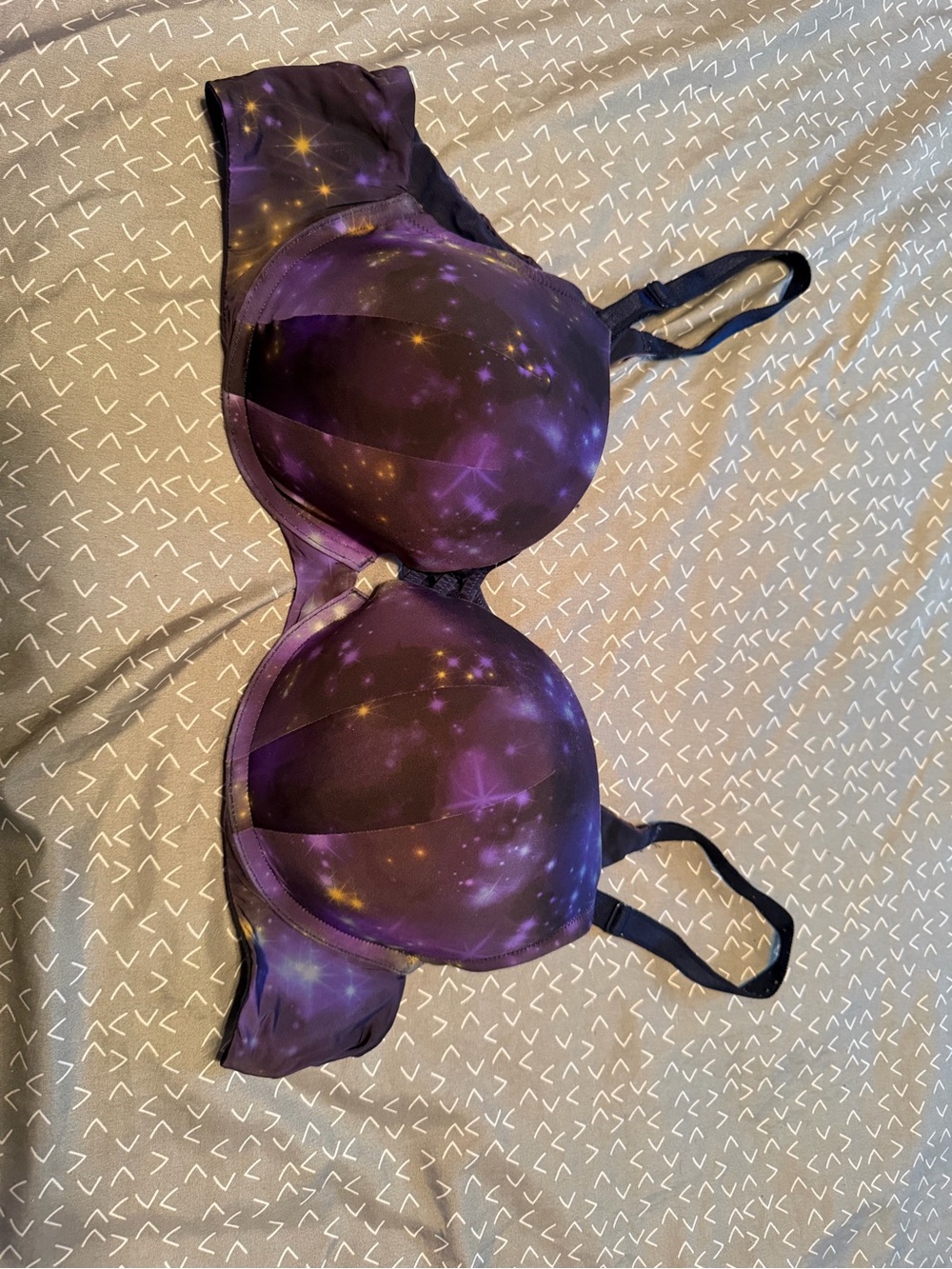 Galaxy-Print Underwire Bra in Purple